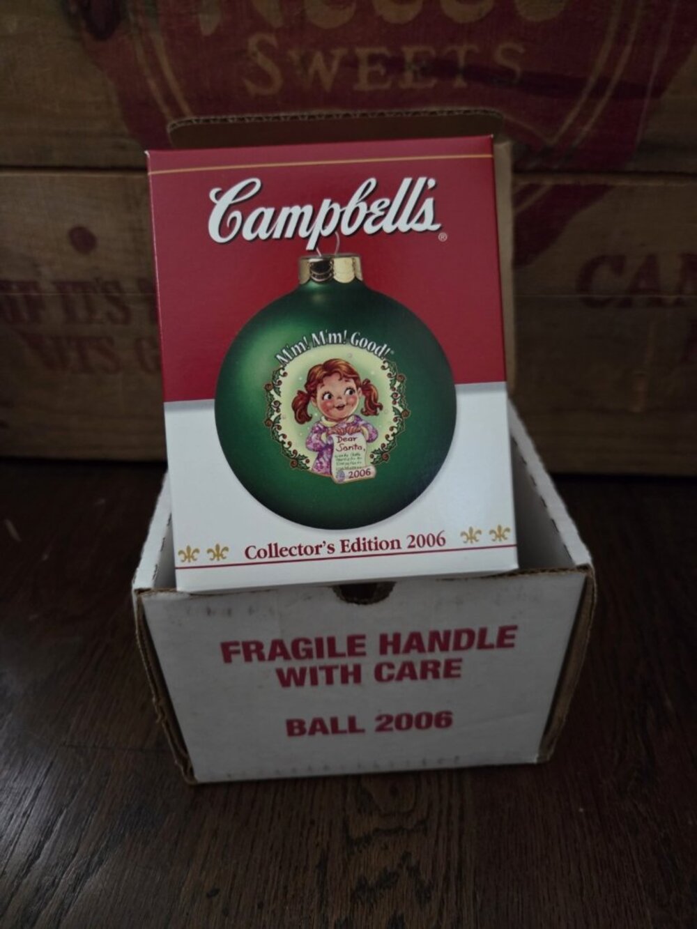 Campbells Soup Kids Green Ball Ornament Collectors Edition 2006 NIB